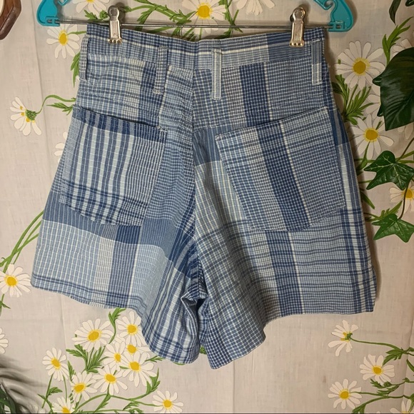 Vintage blue gingham patch high waist mom shorts - Picture 9 of 9